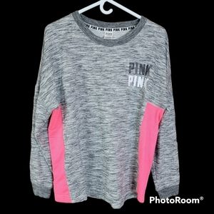 VICTORIA'S secret PINK heathered gray/Pink graphic sweatshirt